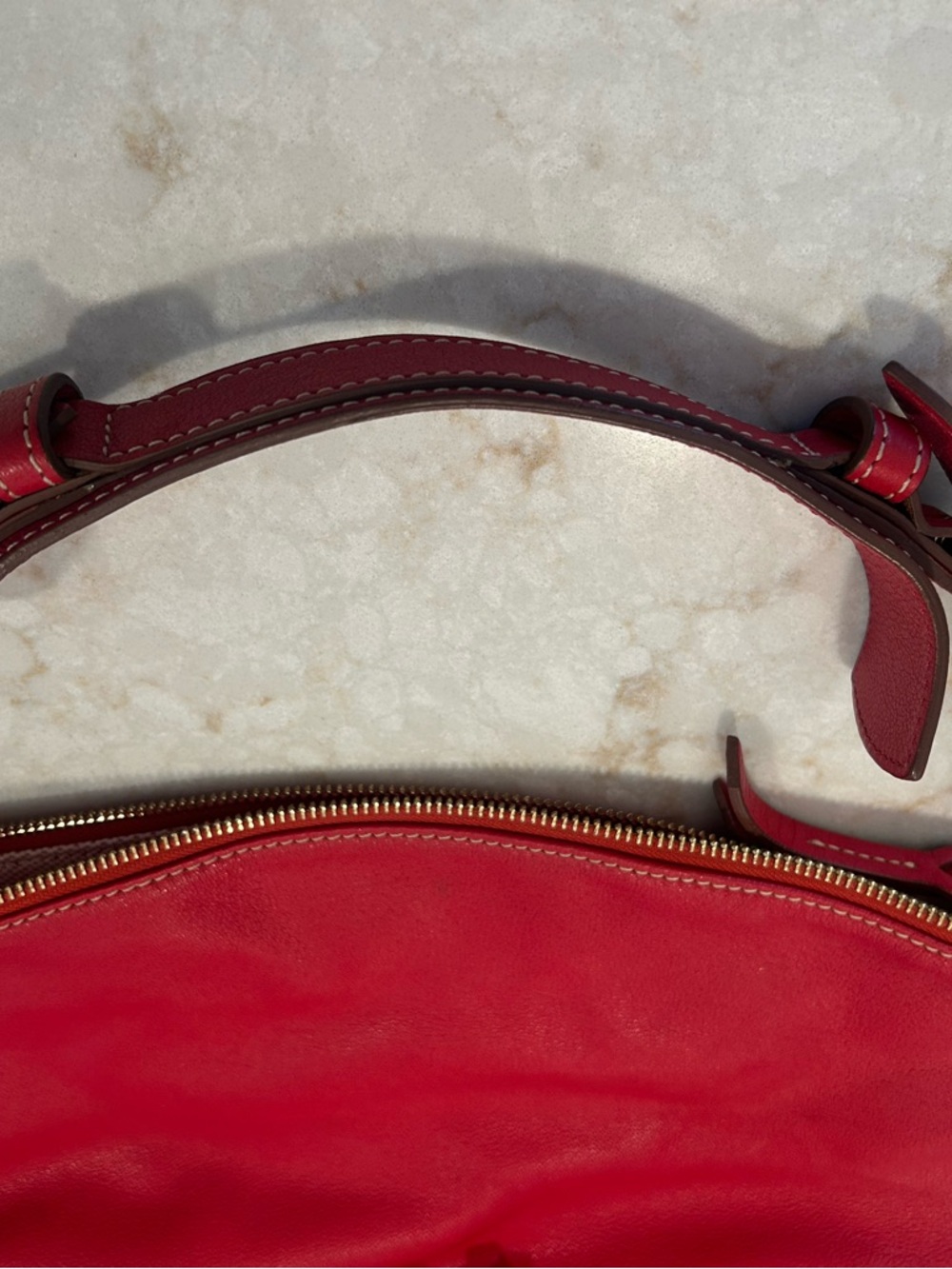 Dooney & Bourke Red Leather Shoulder Hobo with Gold Hardware With Dust Bag EUC - Picture 9 of 11